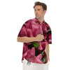 Alstroemeria Burgundy Print Men's Short Sleeve Shirts-grizzshop