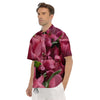 Alstroemeria Burgundy Print Men's Short Sleeve Shirts-grizzshop