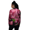 Alstroemeria Burgundy Print Women's Bomber Jacket-grizzshop