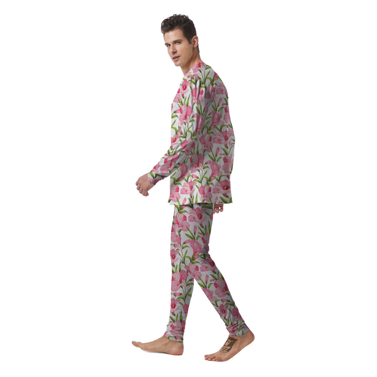 Alstroemeria Flowers Print Men's Pajamas-grizzshop