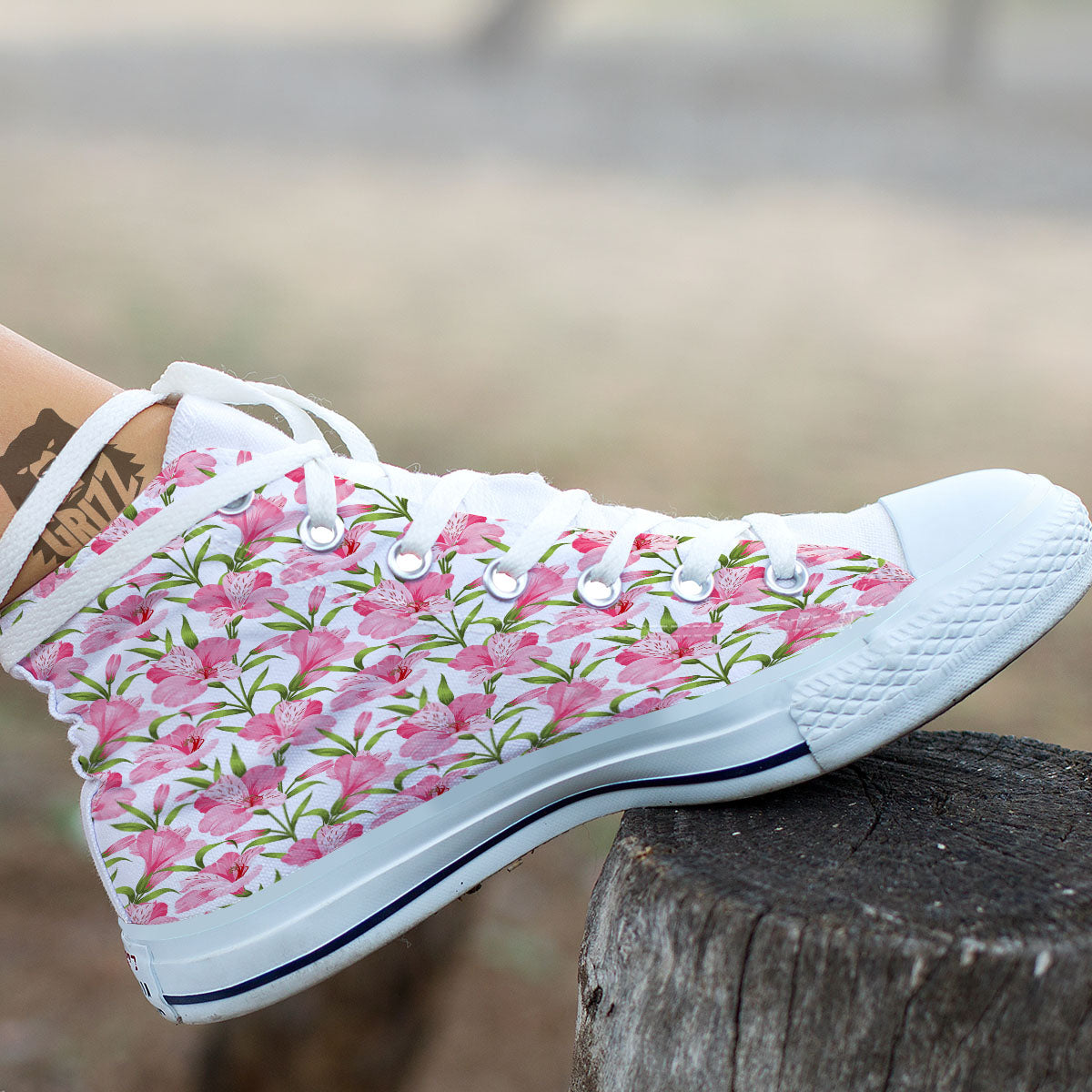 Alstroemeria Flowers Print White High Top Shoes-grizzshop