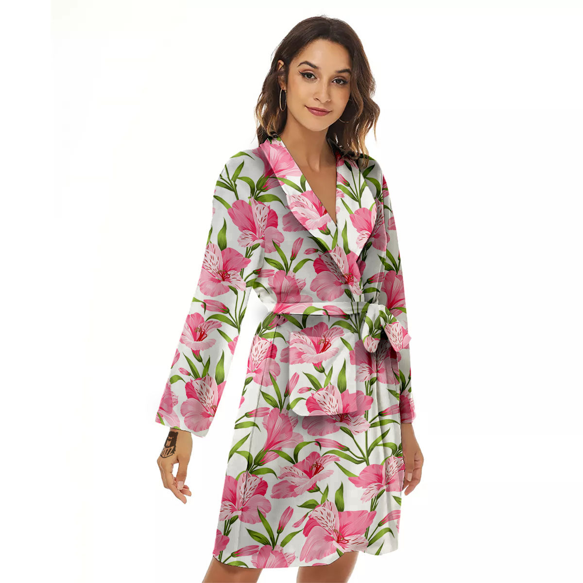 Alstroemeria Flowers Print Women's Robe-grizzshop