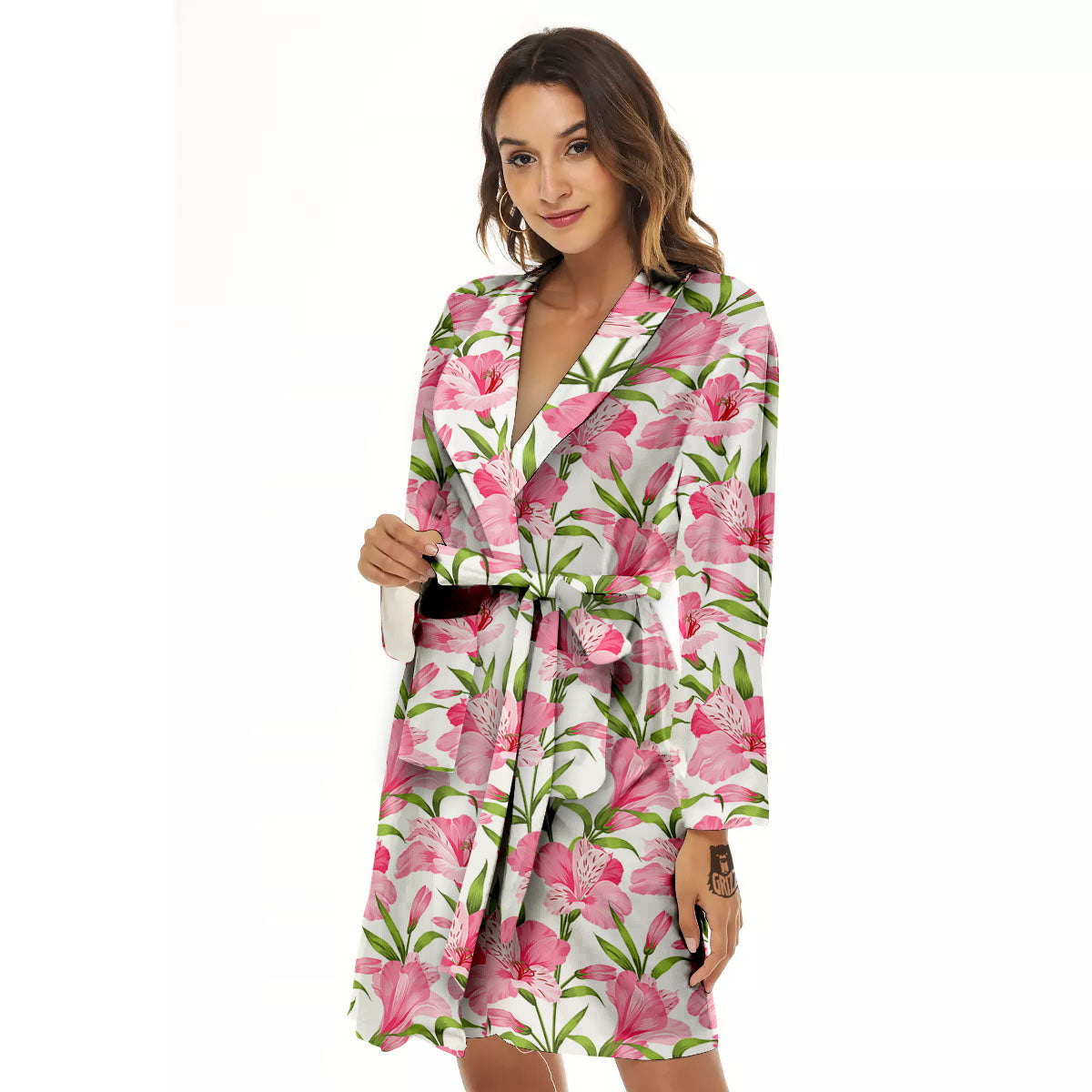 Alstroemeria Flowers Print Women's Robe-grizzshop