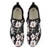 Alstroemeria Pink And White Print Pattern Black Athletic Shoes-grizzshop