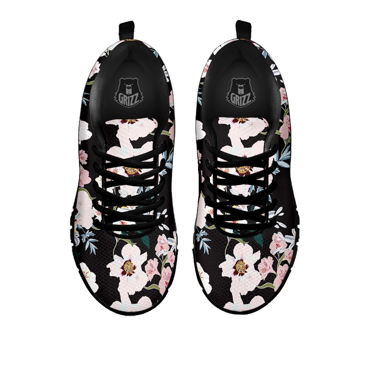 Alstroemeria Pink And White Print Pattern Black Sneaker-grizzshop