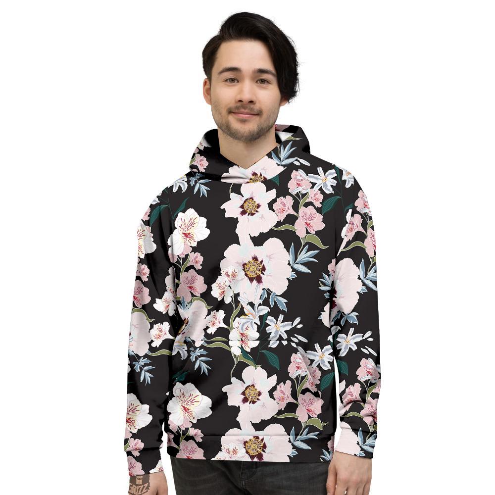 Alstroemeria Pink And White Print Pattern Men's Hoodie-grizzshop