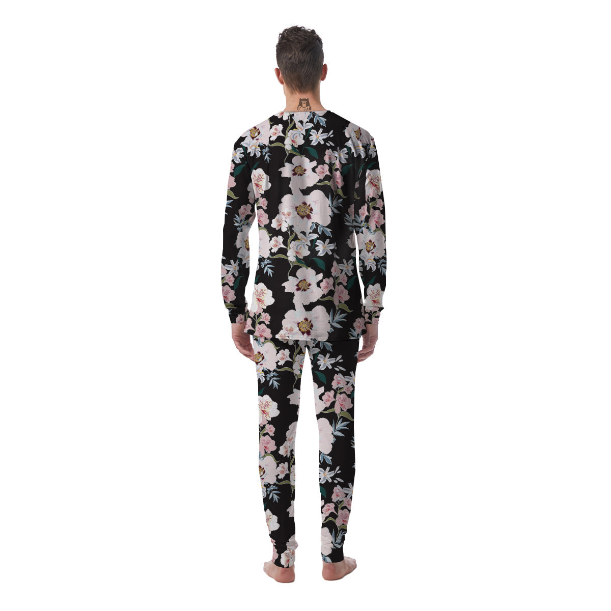 Alstroemeria Pink And White Print Pattern Men's Pajamas-grizzshop