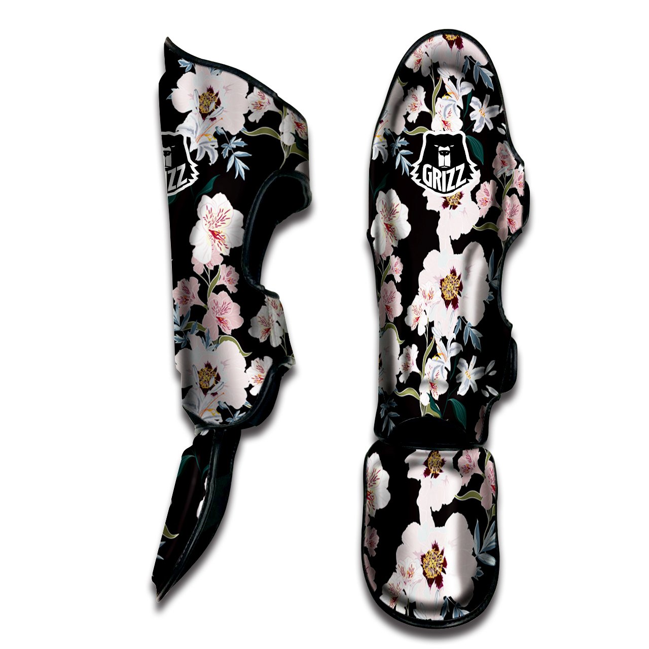 Alstroemeria Pink And White Print Pattern Muay Thai Shin Guards-grizzshop