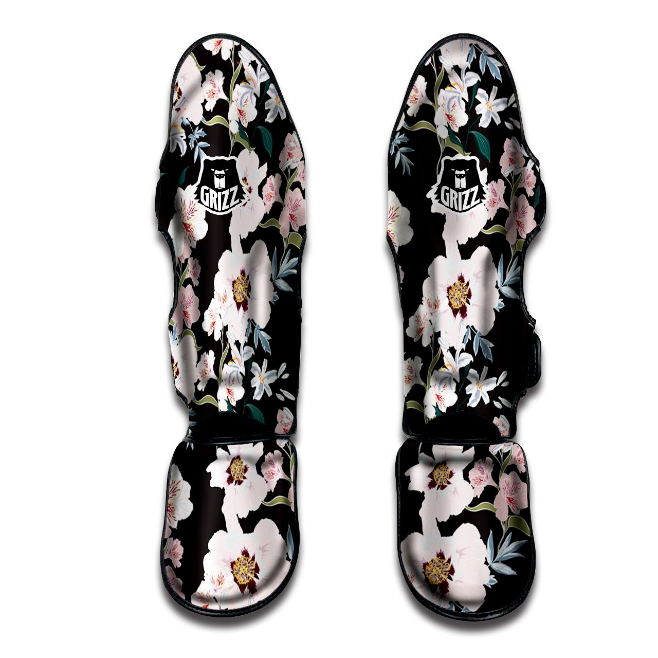 Alstroemeria Pink And White Print Pattern Muay Thai Shin Guards-grizzshop