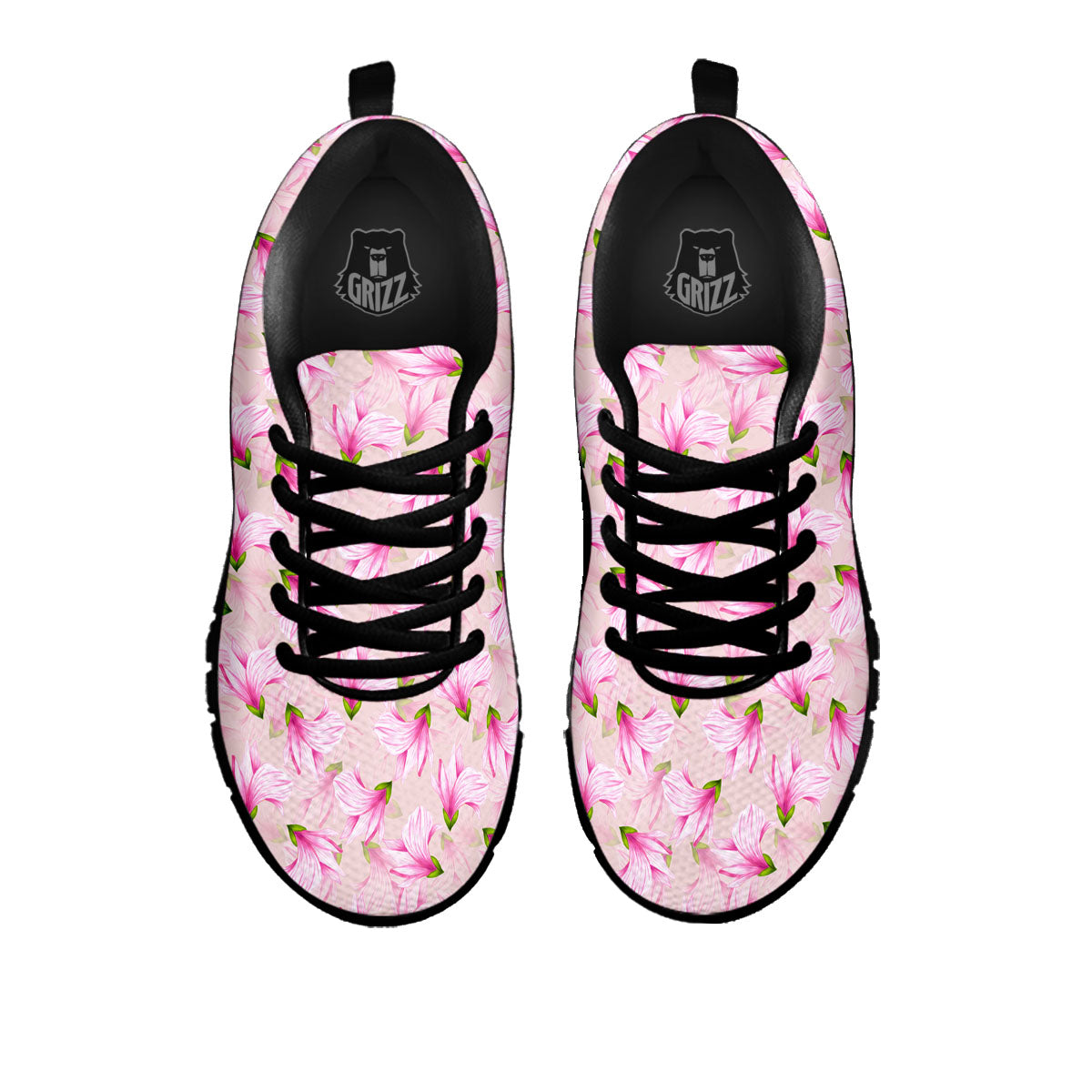 Alstroemeria Pink Print Pattern Black Sneaker-grizzshop