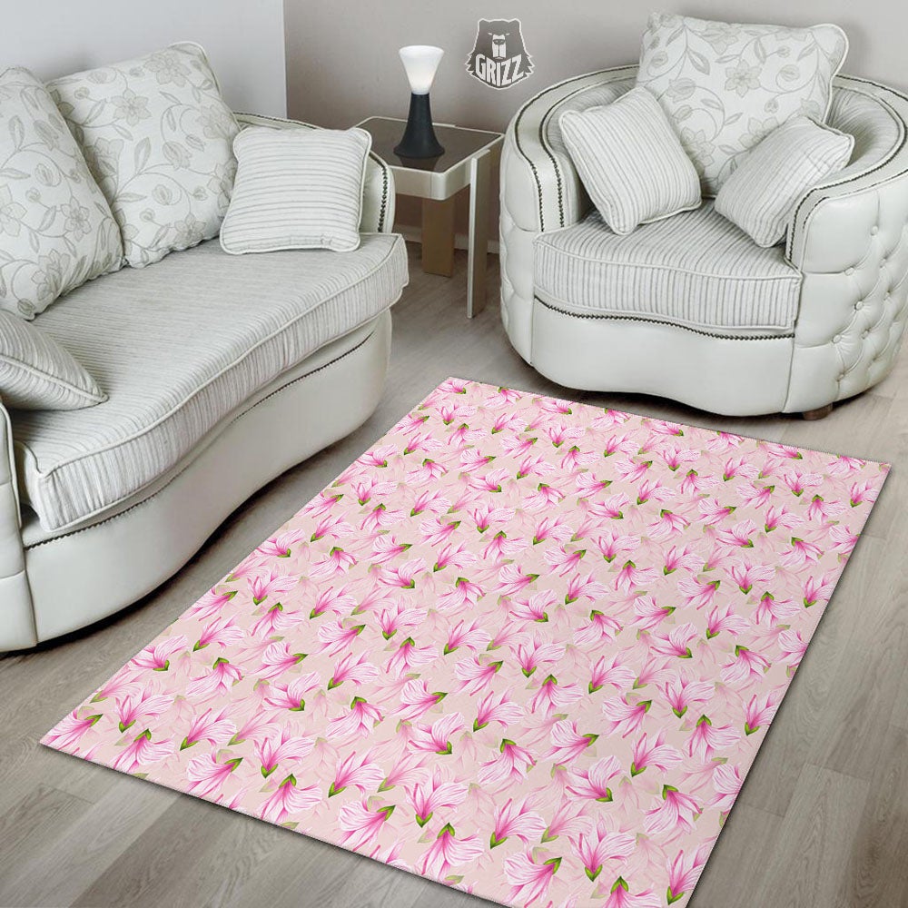 Alstroemeria Pink Print Pattern Floor Mat-grizzshop