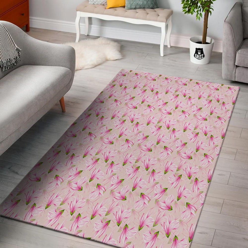 Alstroemeria Pink Print Pattern Floor Mat-grizzshop