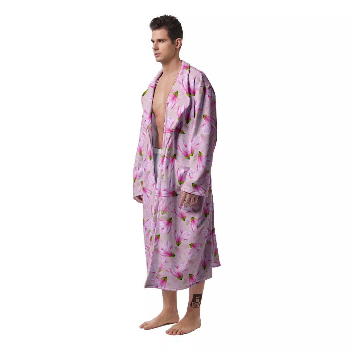 Alstroemeria Pink Print Pattern Men's Robe-grizzshop