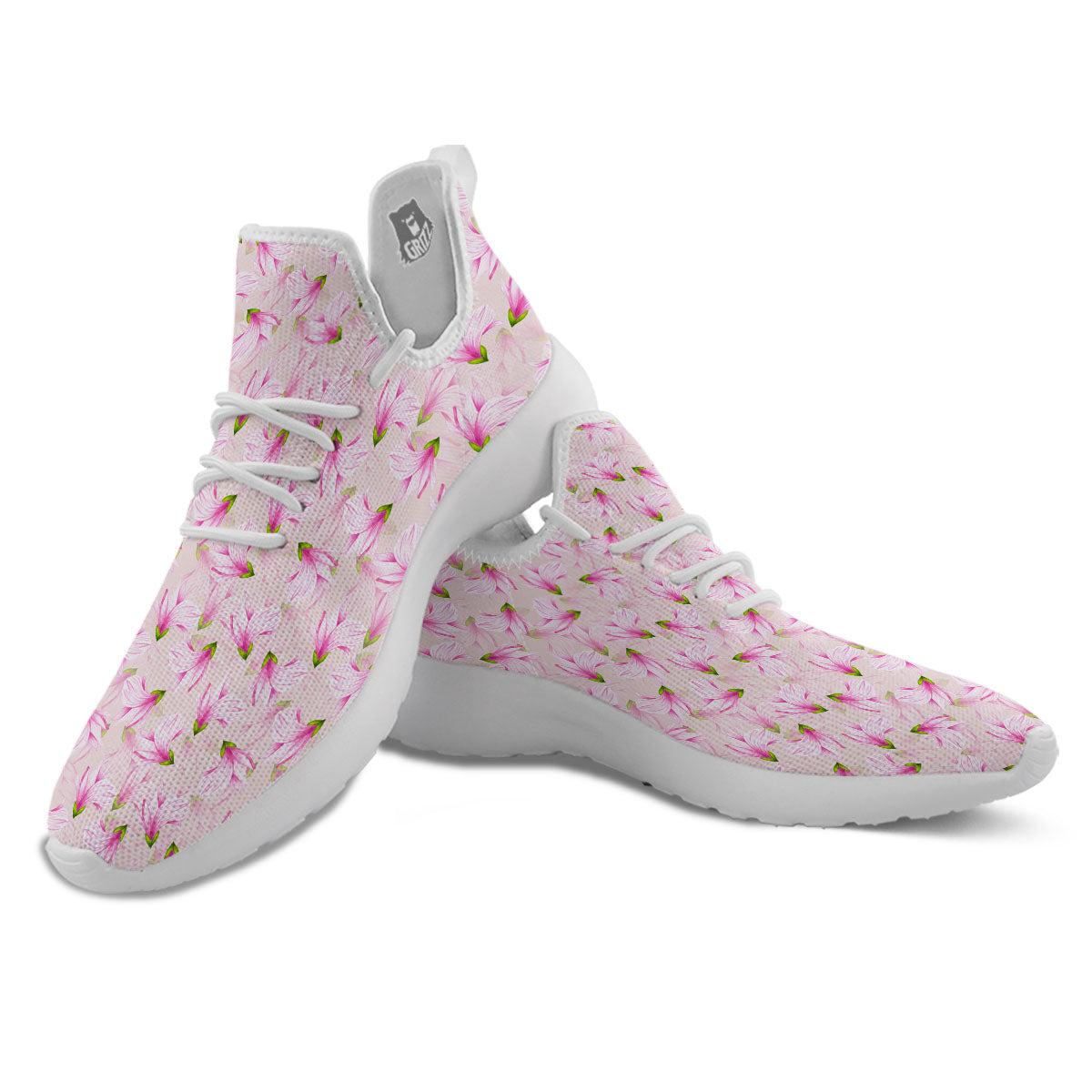 Alstroemeria Pink Print Pattern White Athletic Shoes-grizzshop