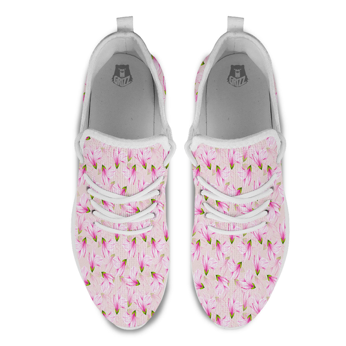 Alstroemeria Pink Print Pattern White Athletic Shoes-grizzshop