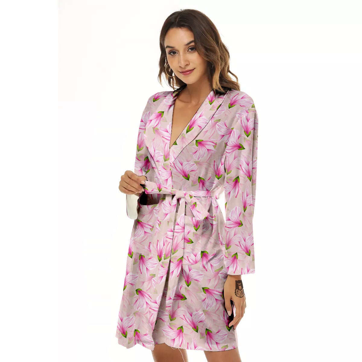 Alstroemeria Pink Print Pattern Women's Robe-grizzshop