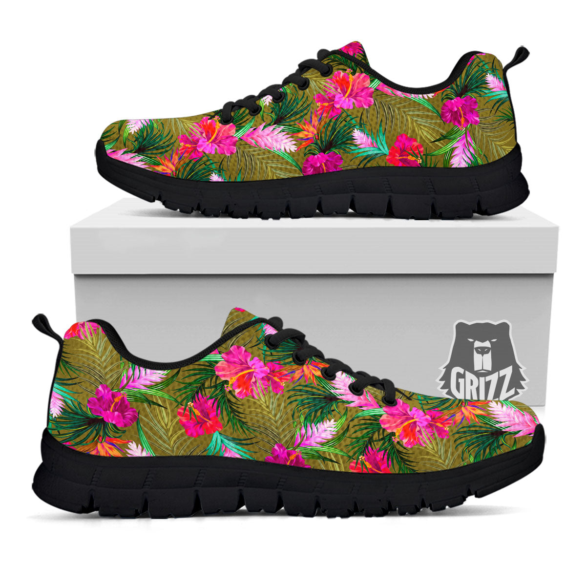 Alstroemeria Purple Pattern Black Sneaker-grizzshop