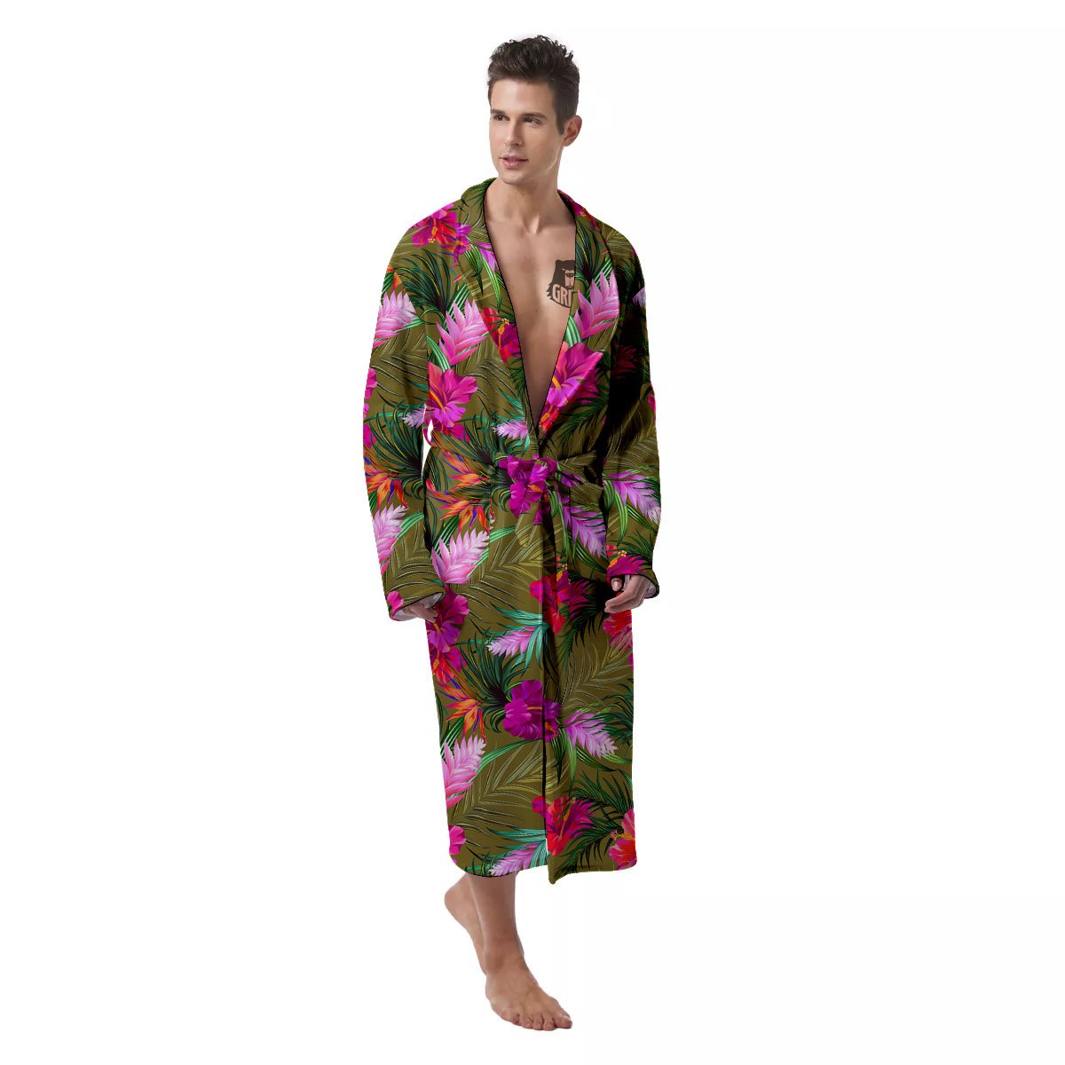 Alstroemeria Purple Pattern Men's Robe-grizzshop