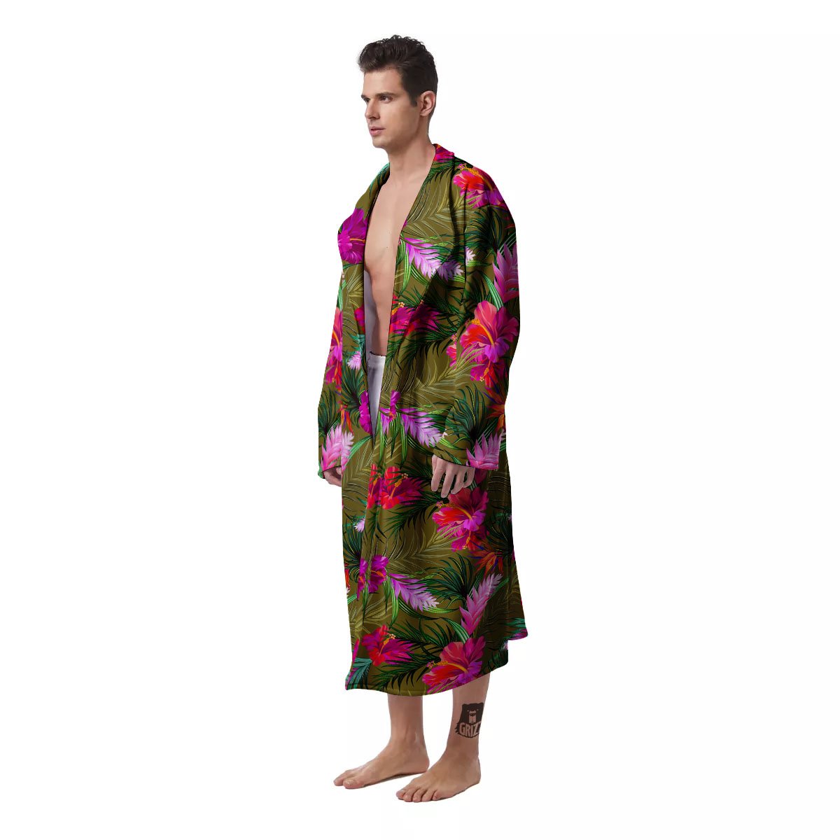 Alstroemeria Purple Pattern Men's Robe-grizzshop