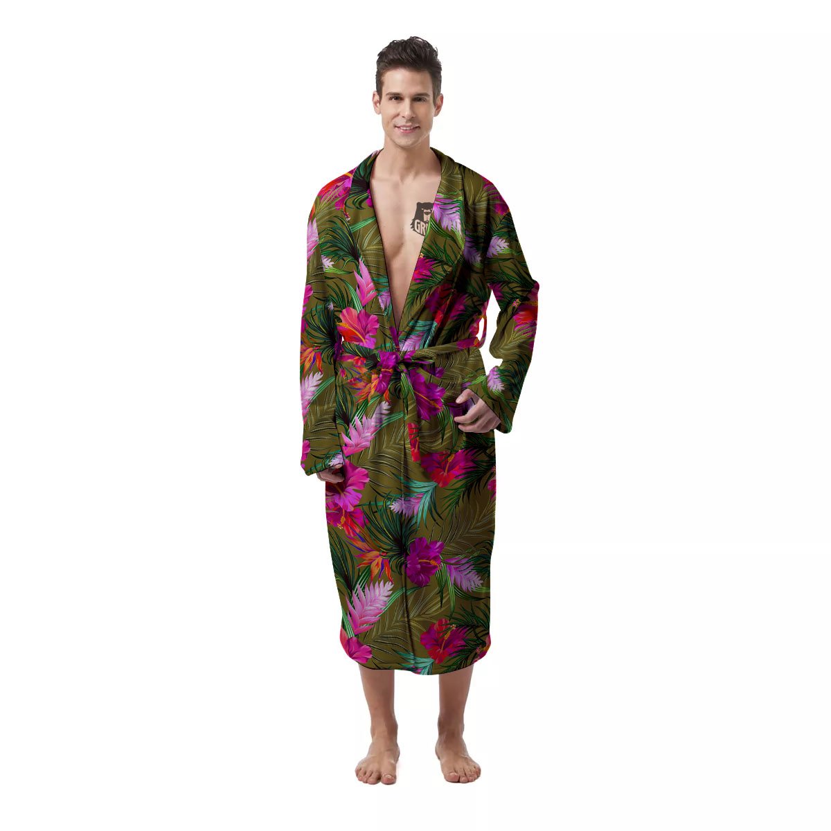 Alstroemeria Purple Pattern Men's Robe-grizzshop
