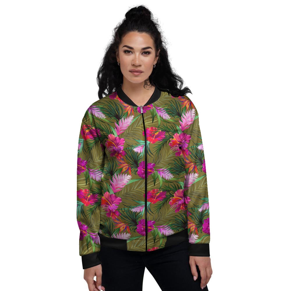 Alstroemeria Purple Pattern Women's Bomber Jacket-grizzshop