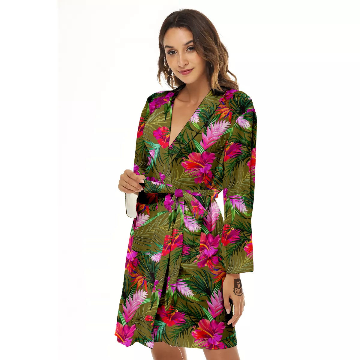 Alstroemeria Purple Pattern Women's Robe-grizzshop