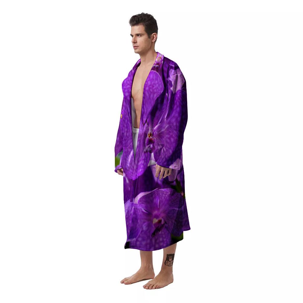 Alstroemeria Purple Print Men's Robe-grizzshop