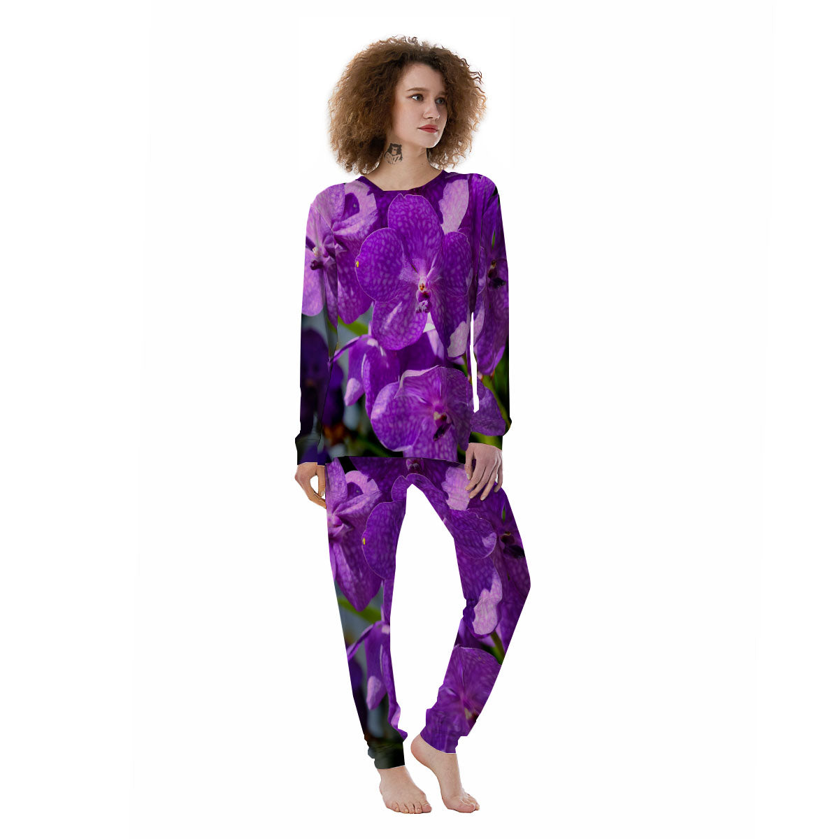 Alstroemeria Purple Print Women's Pajamas-grizzshop