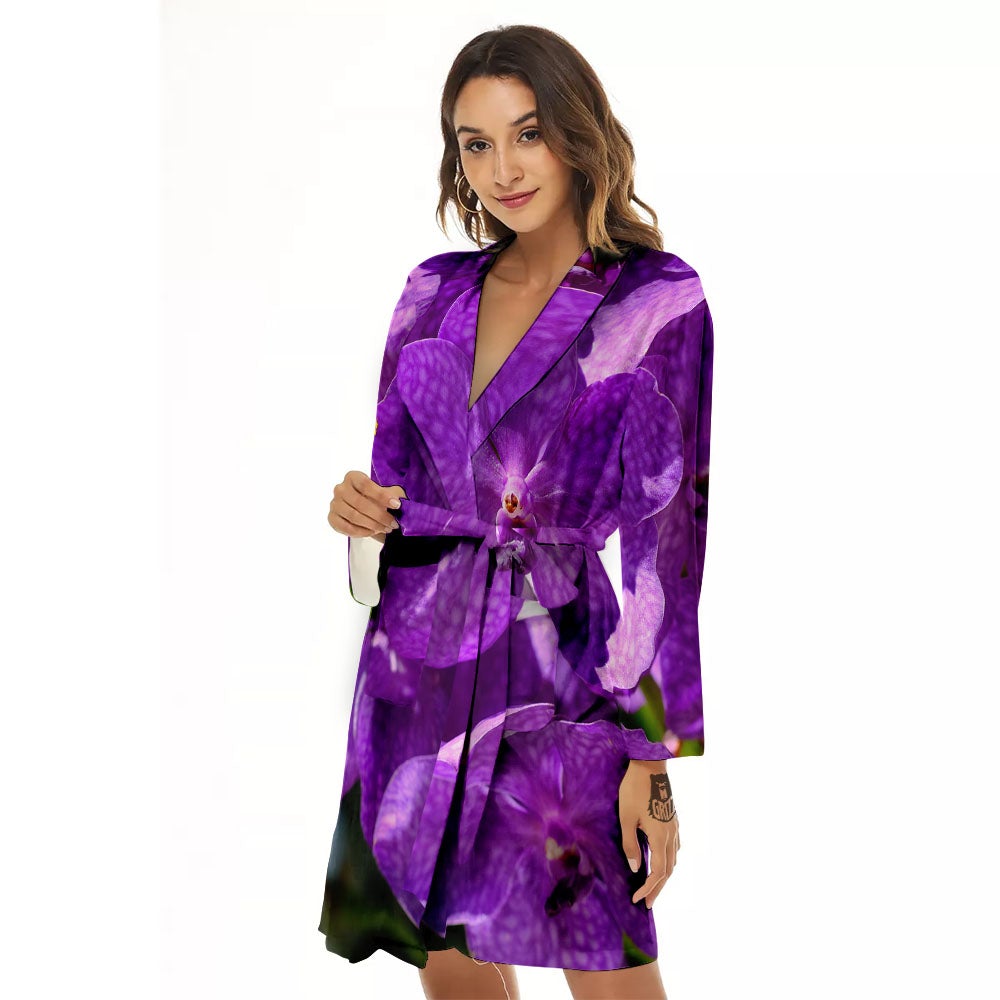 Alstroemeria Purple Print Women's Robe-grizzshop