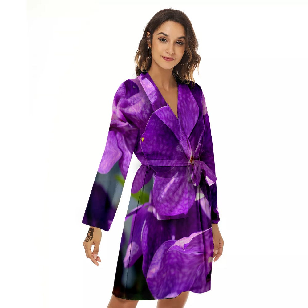 Alstroemeria Purple Print Women's Robe-grizzshop