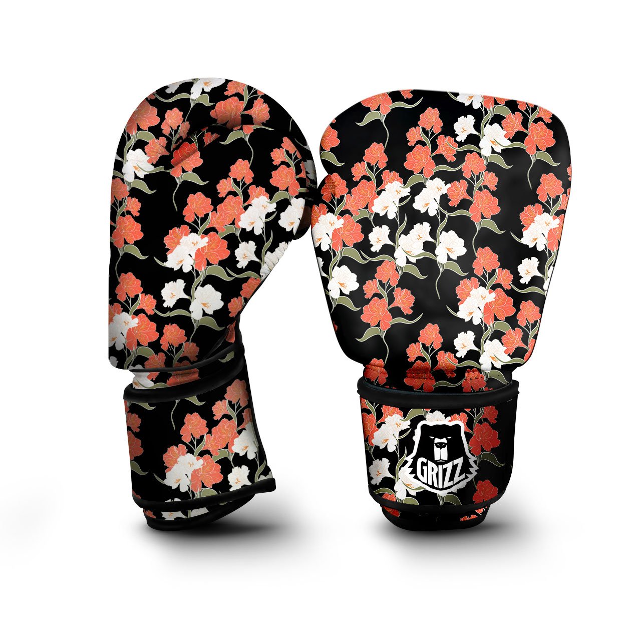 Alstroemeria Red Print Pattern Boxing Gloves-grizzshop