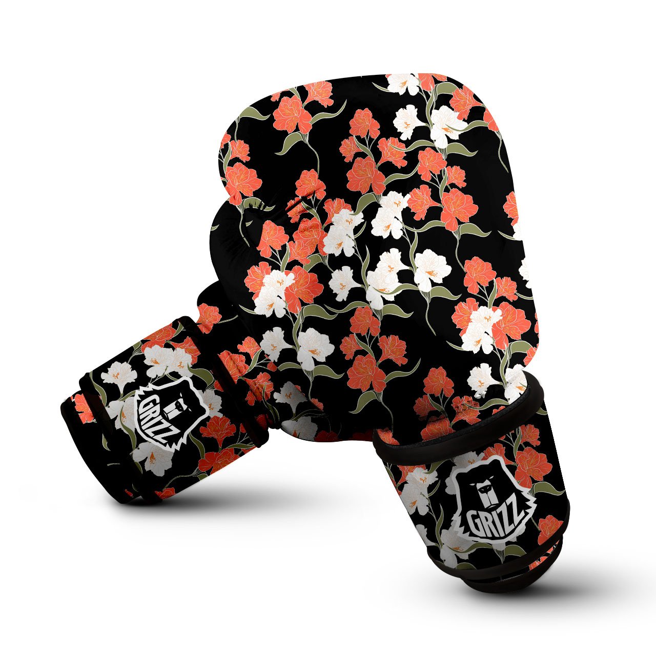 Alstroemeria Red Print Pattern Boxing Gloves-grizzshop