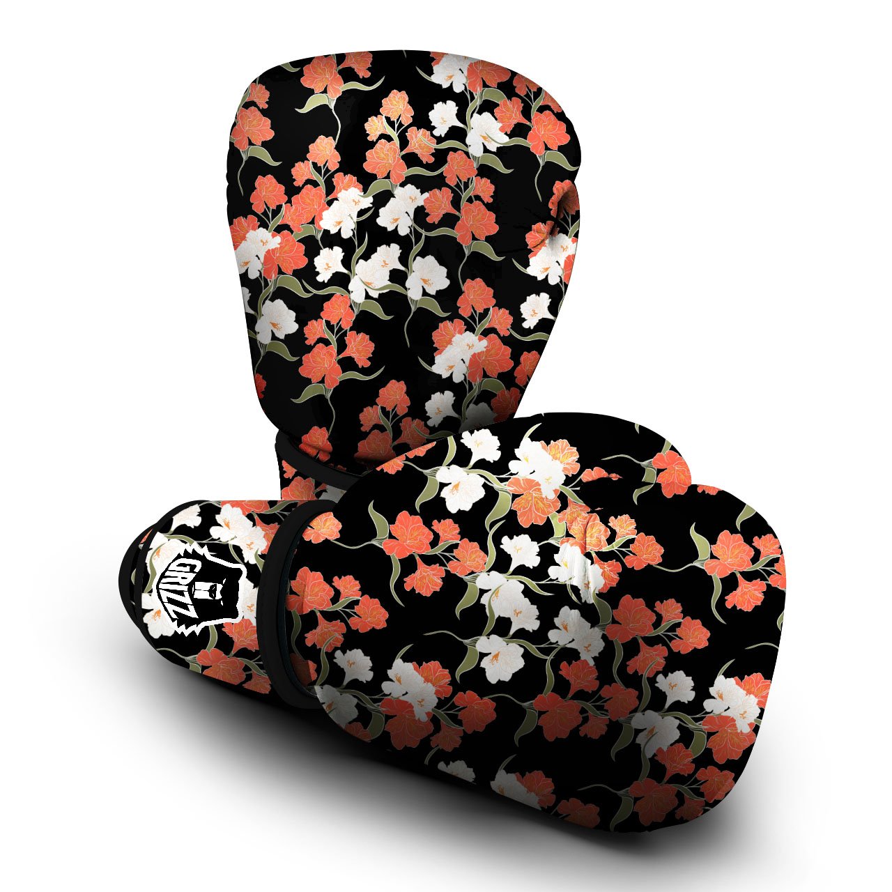 Alstroemeria Red Print Pattern Boxing Gloves-grizzshop