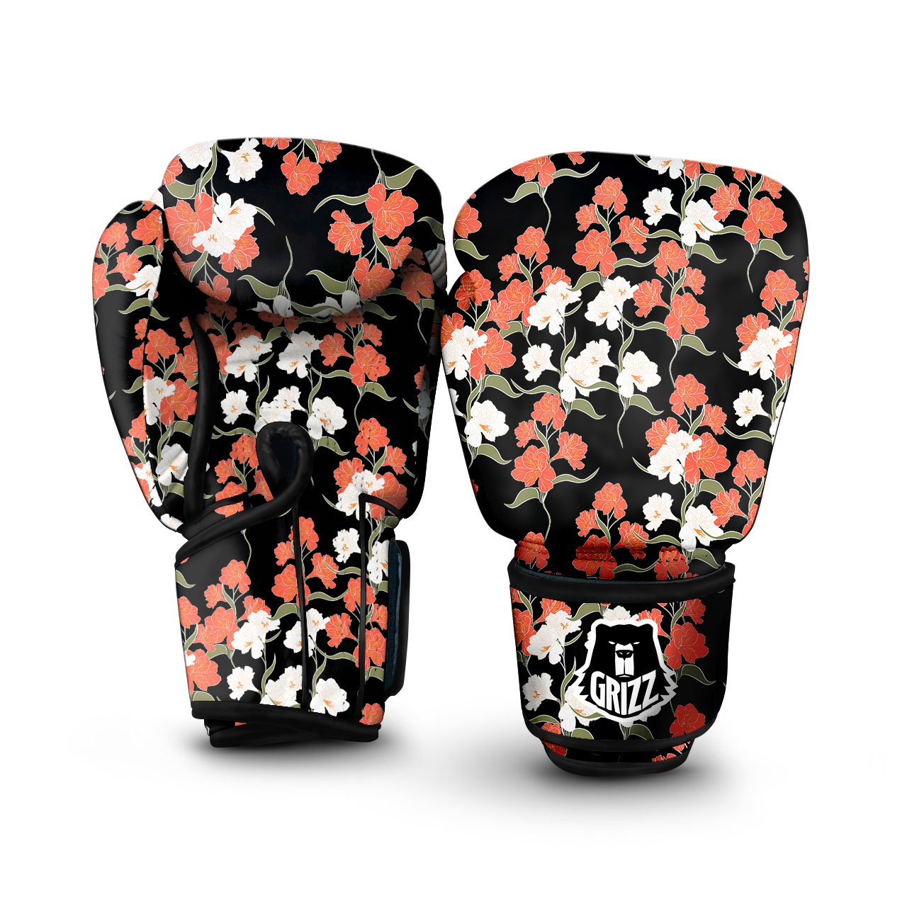Alstroemeria Red Print Pattern Boxing Gloves-grizzshop