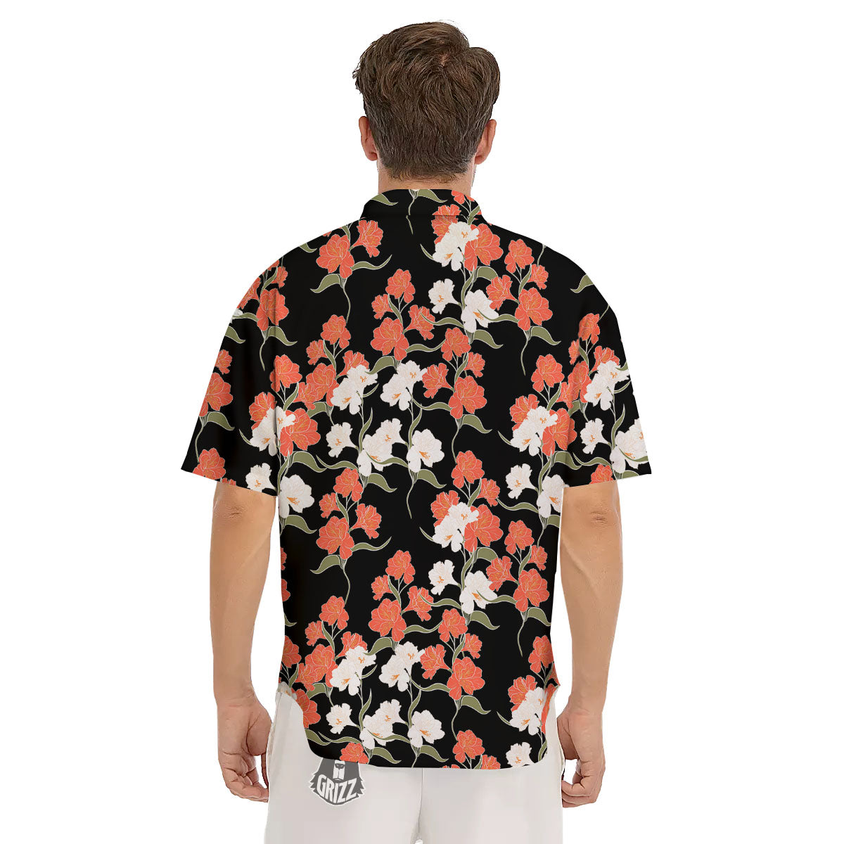 Alstroemeria Red Print Pattern Men's Short Sleeve Shirts-grizzshop