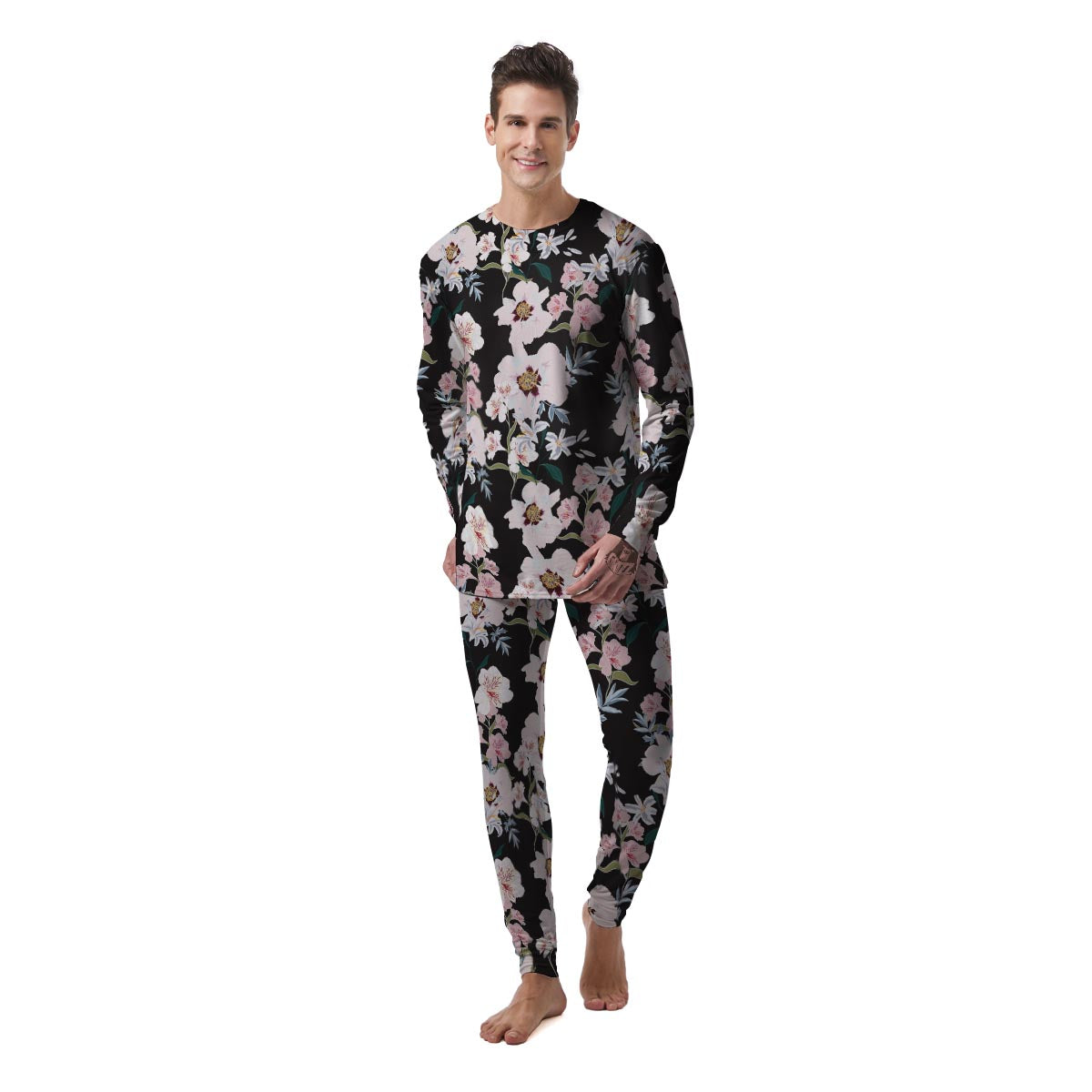 Alstroemeria Tropical Print Pattern Men's Pajamas-grizzshop