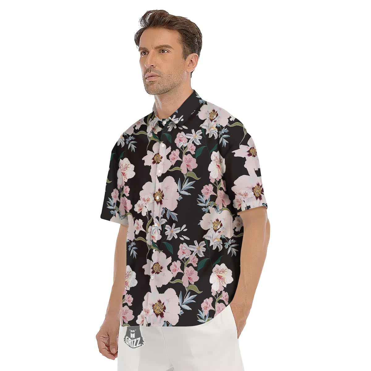 Alstroemeria Tropical Print Pattern Men's Short Sleeve Shirts-grizzshop