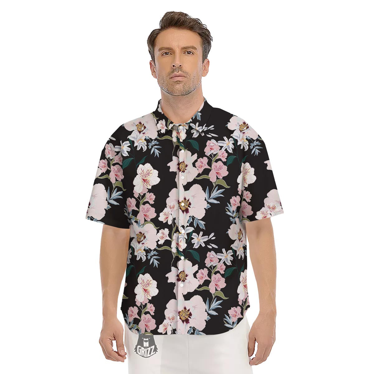 Alstroemeria Tropical Print Pattern Men's Short Sleeve Shirts-grizzshop