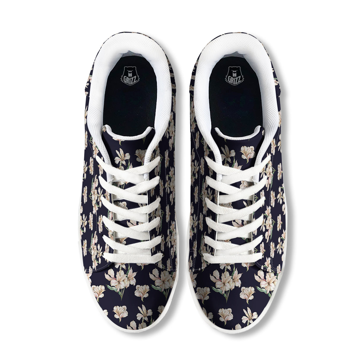 Alstroemeria Watercolor Print Pattern White Low Top Sneakers-grizzshop