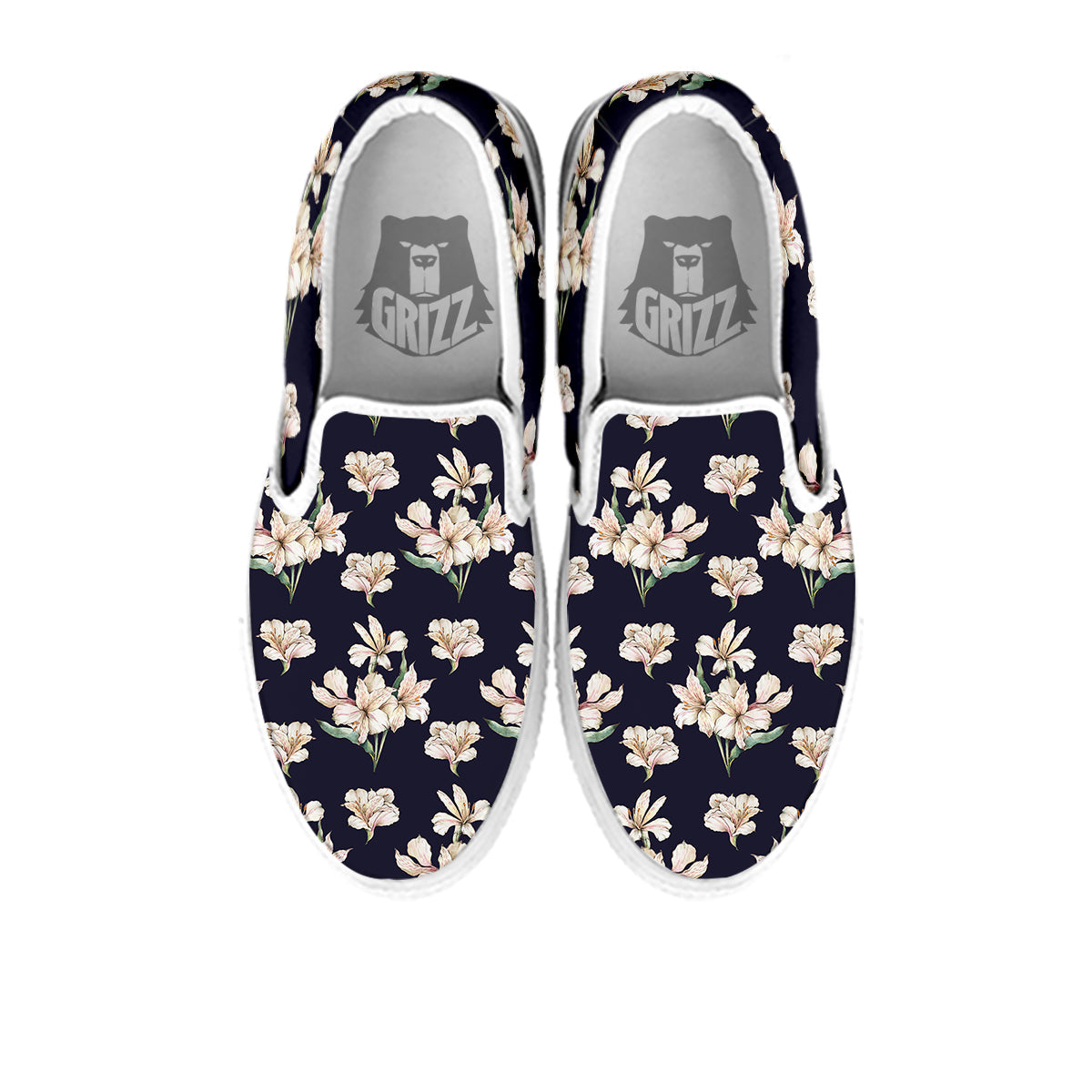 Alstroemeria Watercolor Print Pattern White Slip On Shoes-grizzshop
