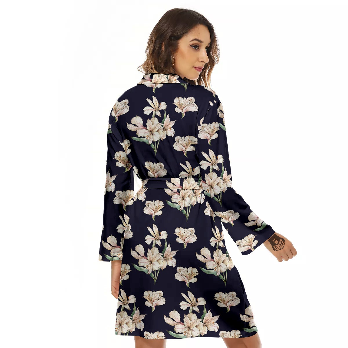 Alstroemeria Watercolor Print Pattern Women's Robe-grizzshop