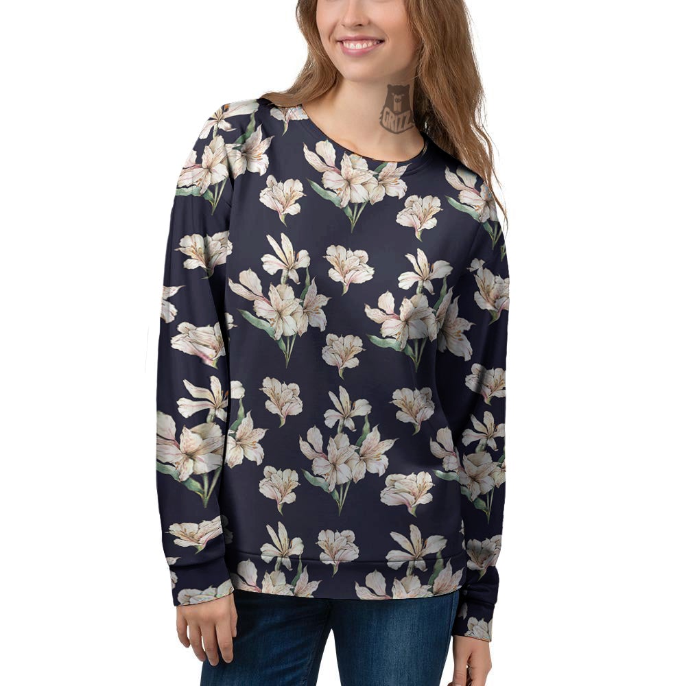 Alstroemeria Watercolor Print Pattern Women's Sweatshirt-grizzshop