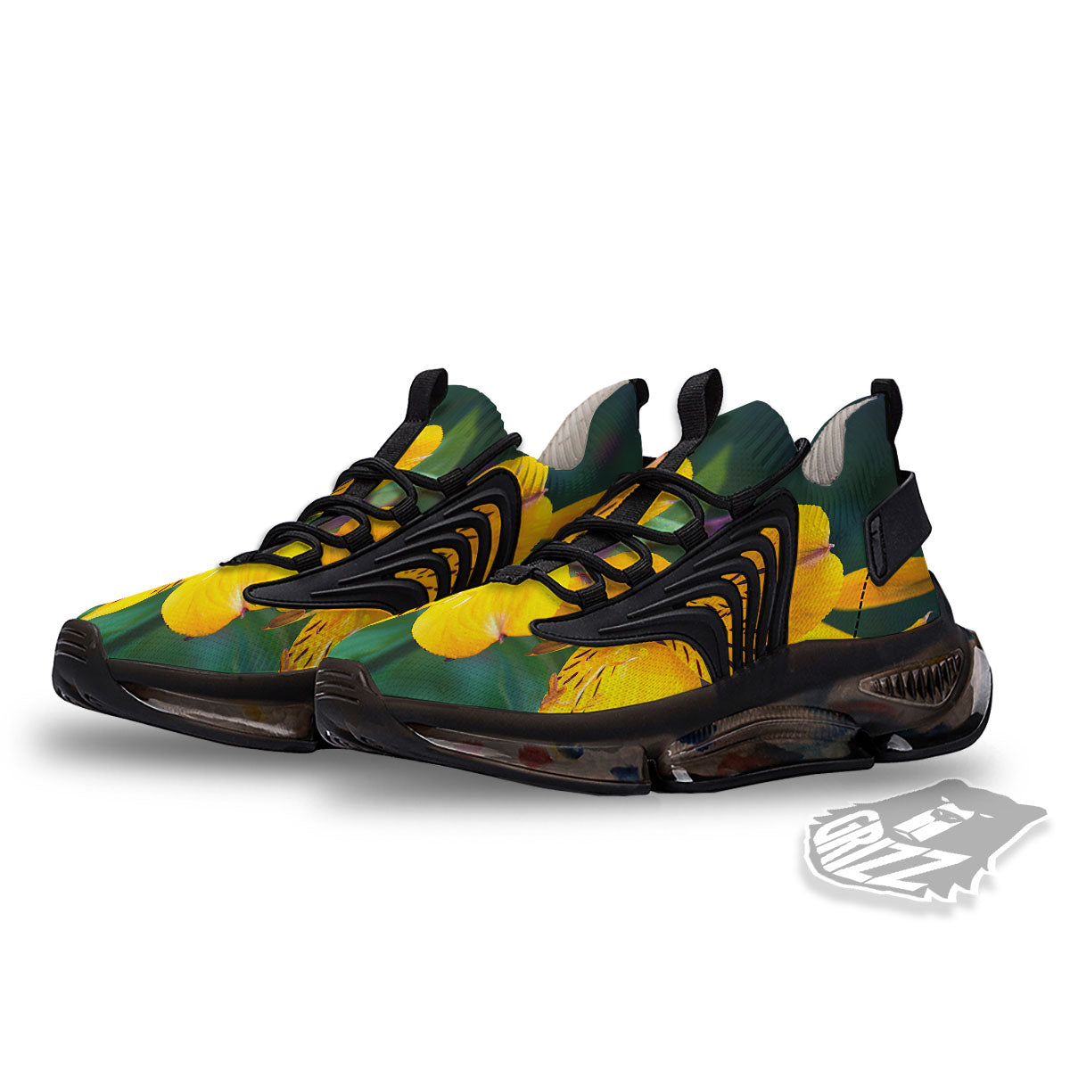 Alstroemeria Yellow Print Black Gym Shoes-grizzshop