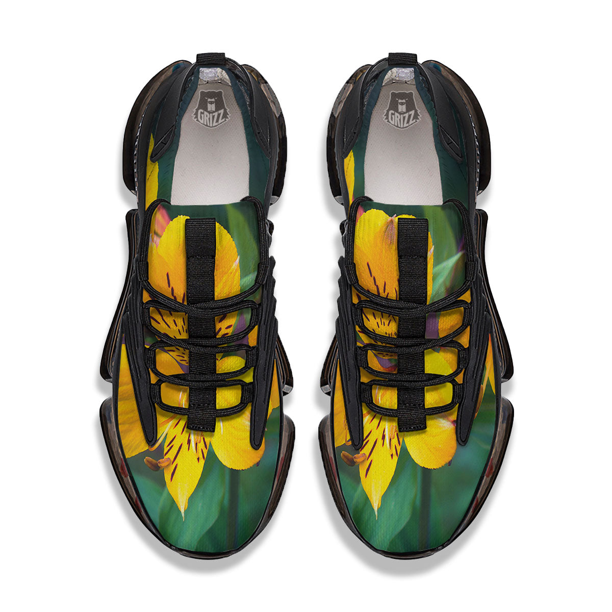Alstroemeria Yellow Print Black Gym Shoes-grizzshop