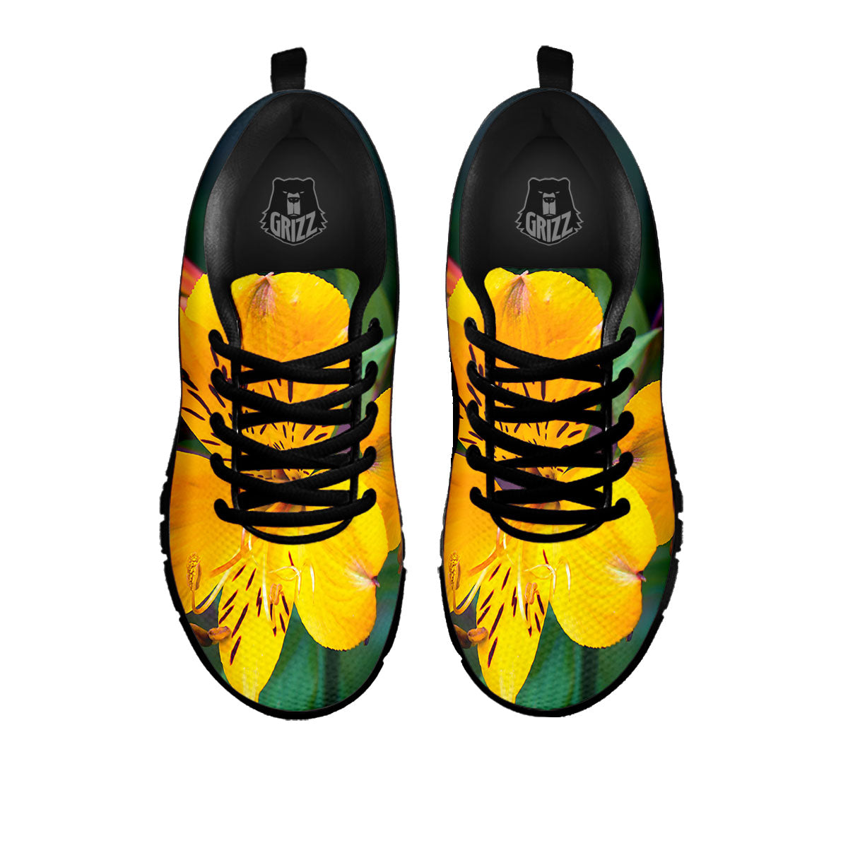 Alstroemeria Yellow Print Black Sneaker-grizzshop