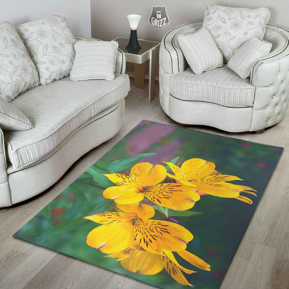 Alstroemeria Yellow Print Floor Mat-grizzshop