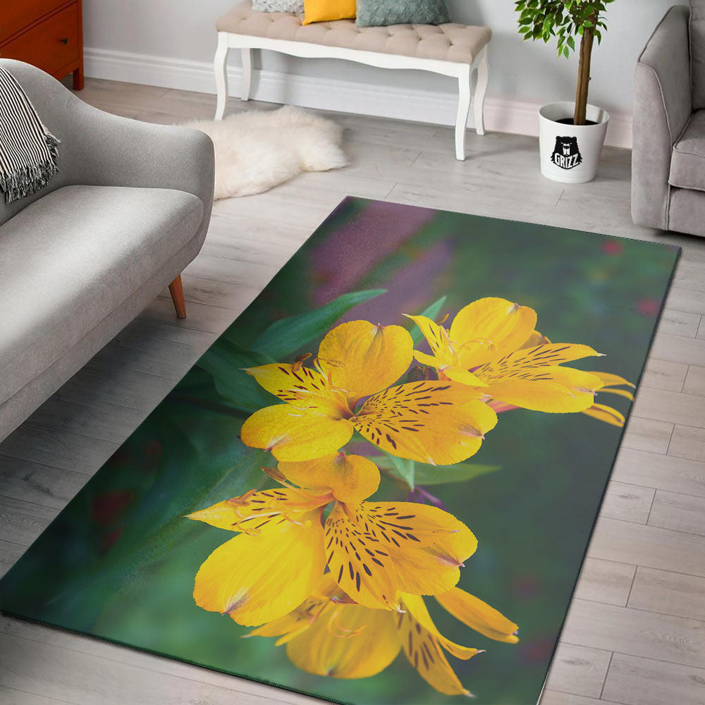 Alstroemeria Yellow Print Floor Mat-grizzshop