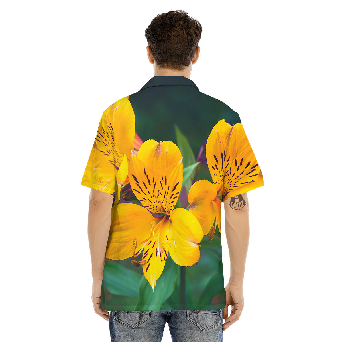 Alstroemeria Yellow Print Men's Hawaiian Shirt-grizzshop