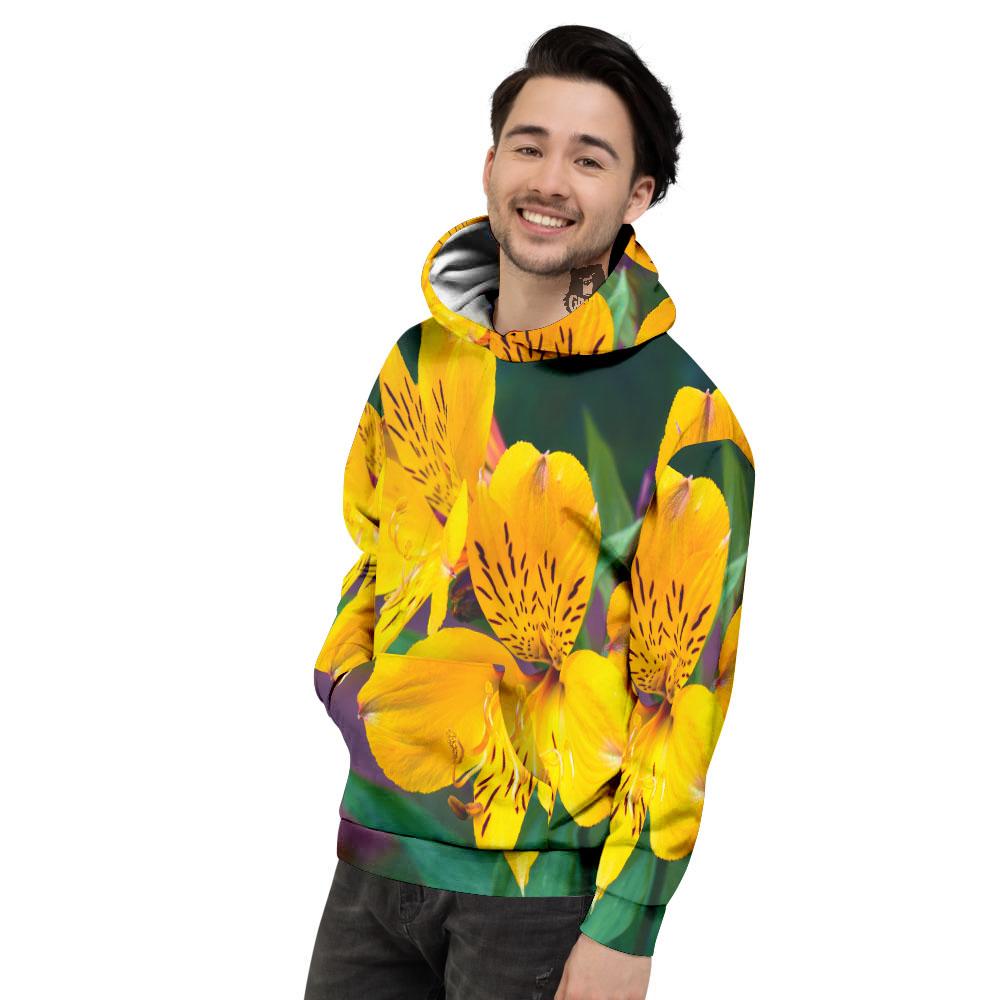 Alstroemeria Yellow Print Men's Hoodie-grizzshop