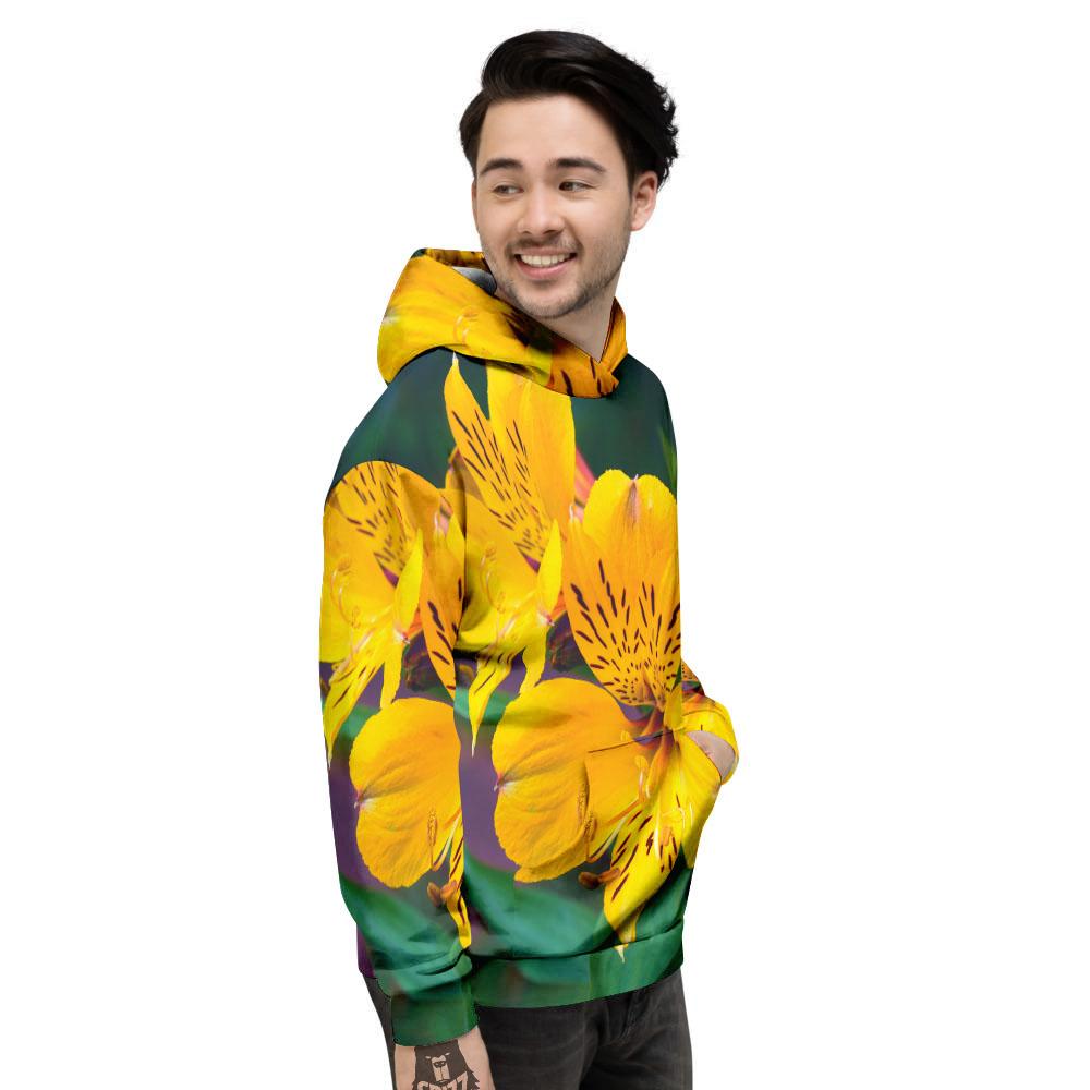 Alstroemeria Yellow Print Men's Hoodie-grizzshop